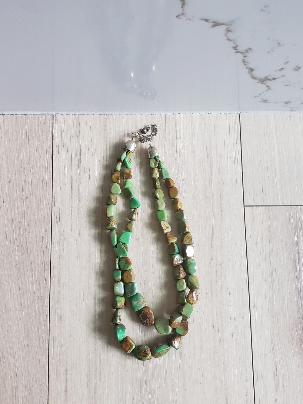 Jay King DTR Two Stranded Layered Green Turquoise Necklace 925 Sterling